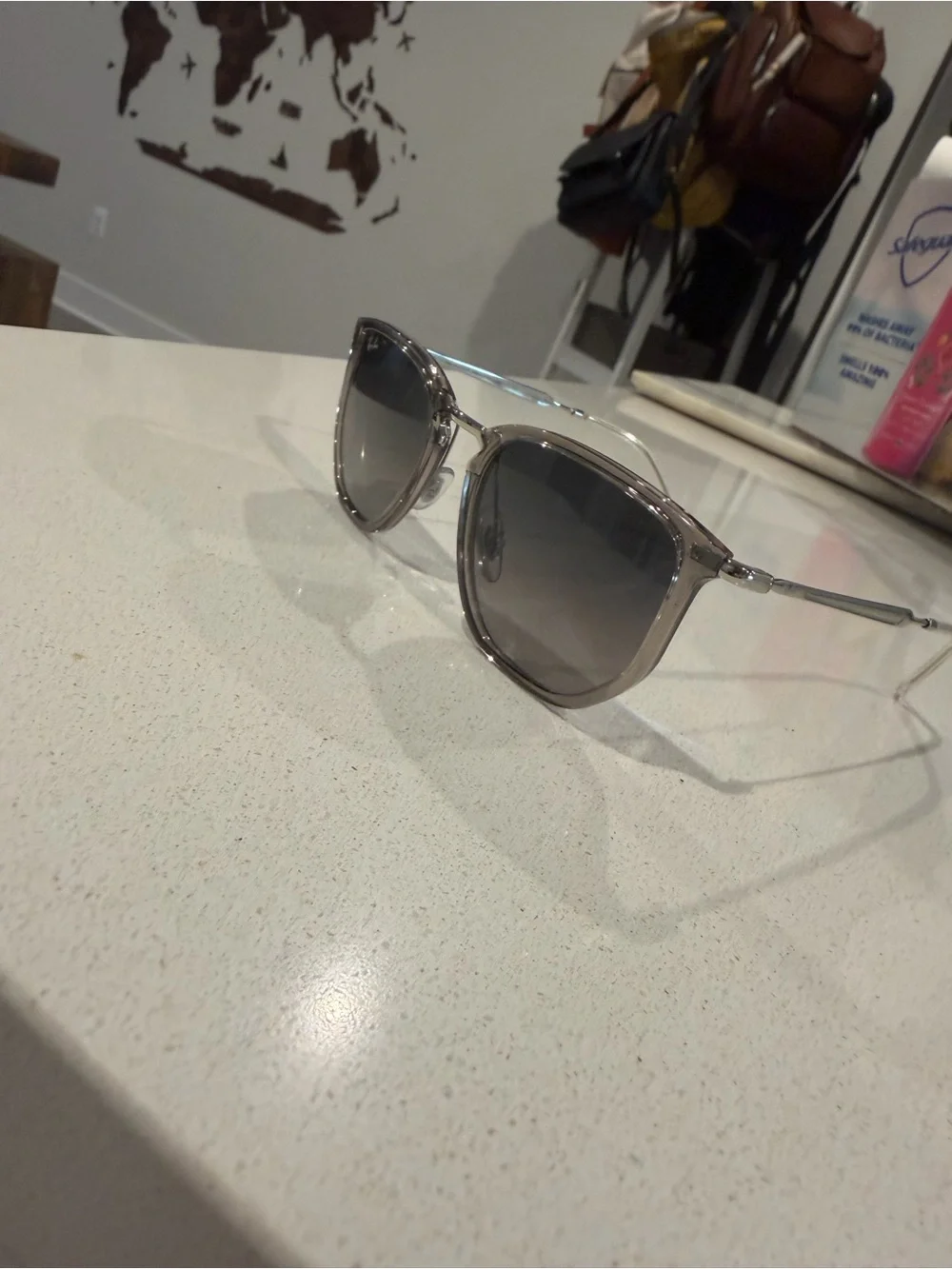 Ray-Ban Men's Translucent Taupe Frame with Gray Gradient Lenses Sunglasses